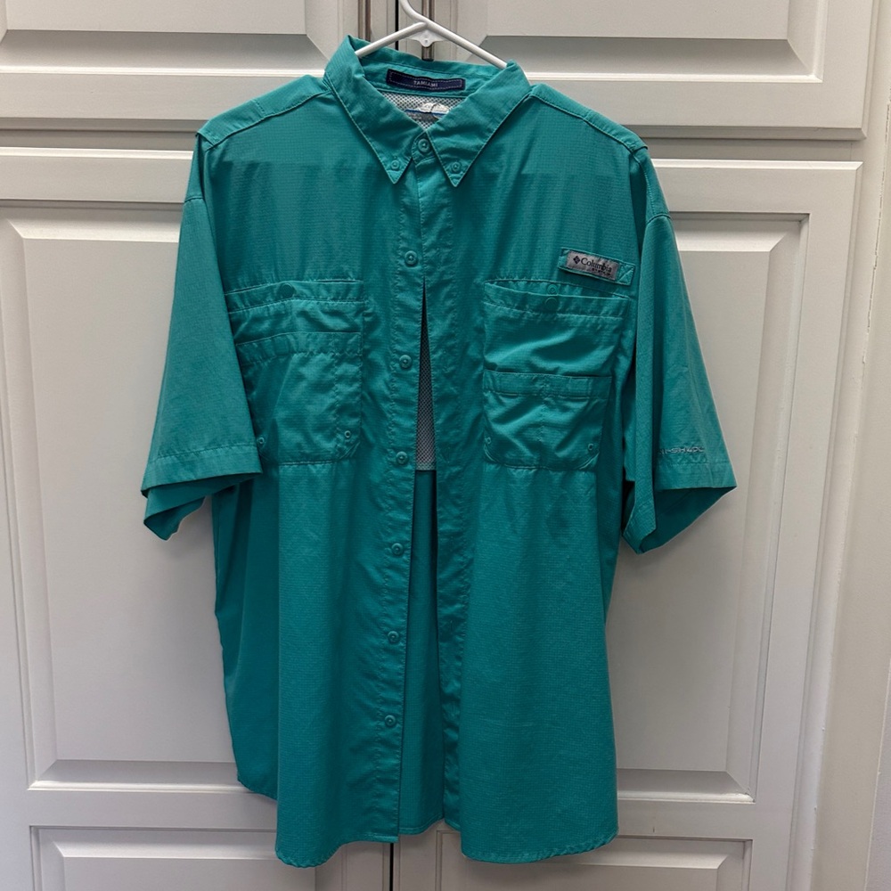 Columbia PFG Turquoise Button-Up Shirt
